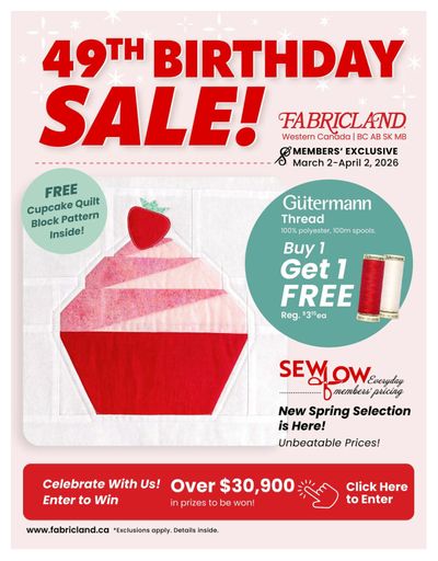 Fabricland (West) Flyer March 2 to April 2