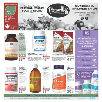 Foodsmiths Health First Flyer March 1 to 31