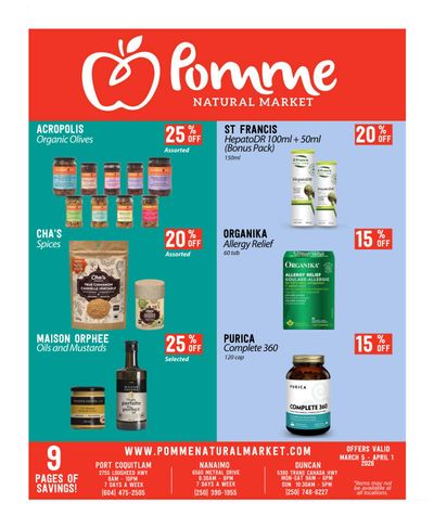 Pomme Natural Market Monthly Specials Flyer March 5 to April 1