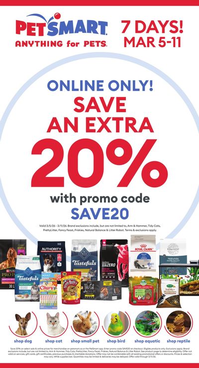 PetSmart Online Deal March 5 to 11