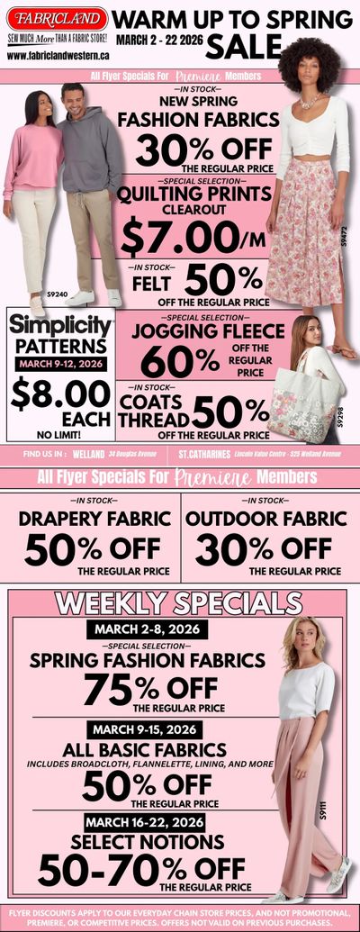 Fabricland (St. Catharines, Welland) Flyer March 2 to 22