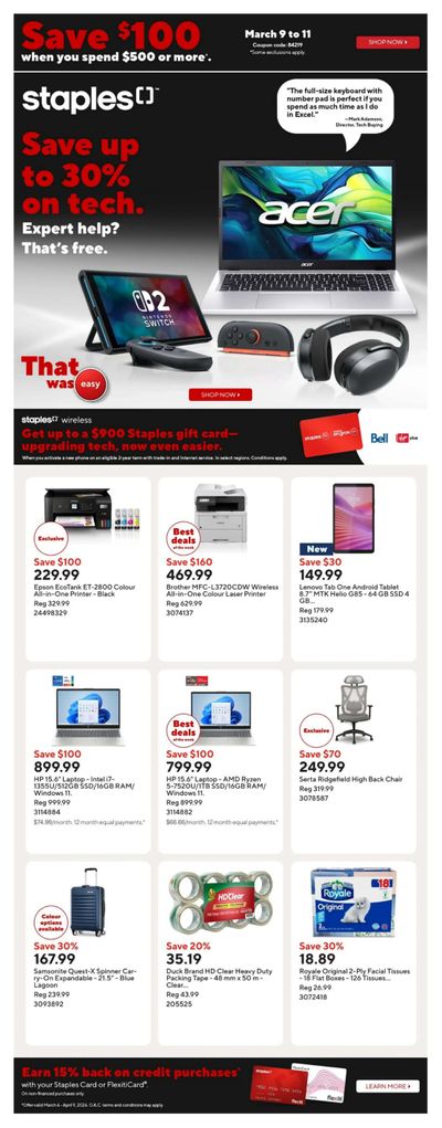 Staples Flyer March 6 to 12