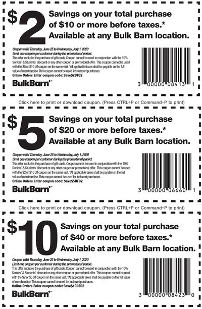 Bulk Barn Canada Coupons and Flyer Deals: Save $2 to $10 Off Your Purchase with Coupons + 20% off Select Items
