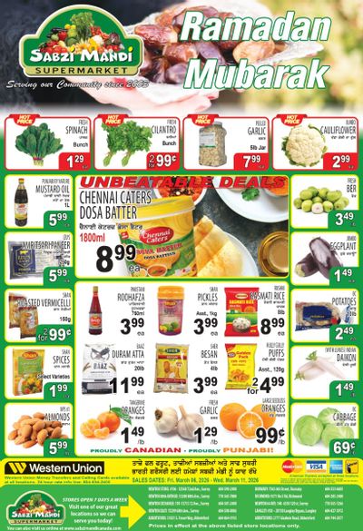 Sabzi Mandi Supermarket (Lower Mainland) Flyer March 6 to 11