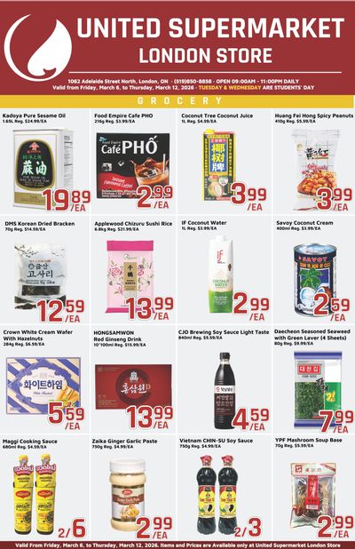 United Supermarket (London) Flyer March 6 to 12