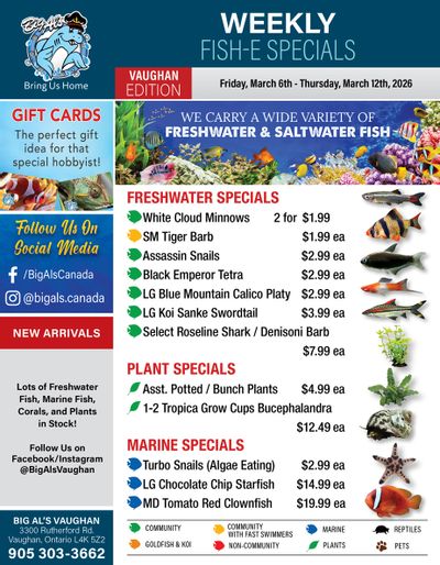 Big Al's (Vaughan) Weekly Specials March 6 to 12