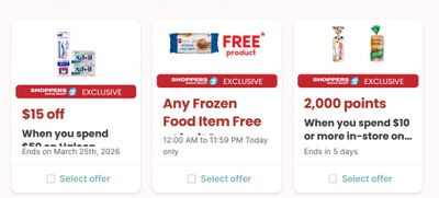 Shoppers Drug Mart Canada Loadable Offers: Get A Free Frozen Food Item When You Spend $50 Today Only + More
