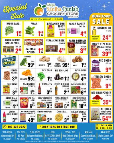 Sanjha Punjab Grocery Store Flyer March 6 to 12