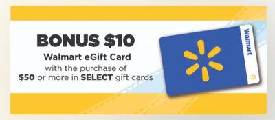 Walmart Canada: Get a $10 Bonus Walmart eGift Card With The Purchase of Select $50 Gift Cards