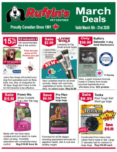 Ruffin's Pet Centre Flyer March 5 to 31
