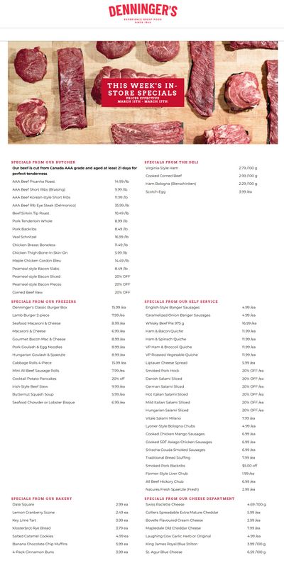 Denninger's Weekly Specials March 11 to 17