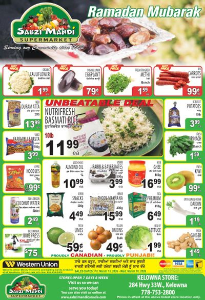 Sabzi Mandi Supermarket (Kelowna) Flyer March 13 to 18