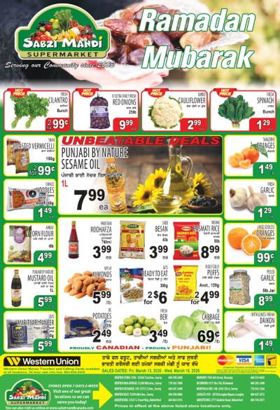 Sabzi Mandi Supermarket (Lower Mainland) Flyer March 13 to 18