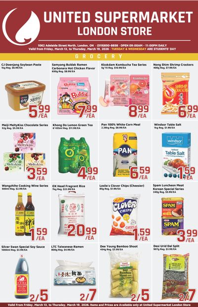 United Supermarket (London) Flyer March 13 to 19