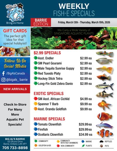 Big Al's (Barrie) Weekly Specials March 13 to 19