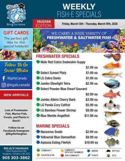 Big Al's (Vaughan) Weekly Specials March 13 to 19