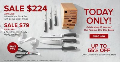 Hudson’s Bay Canada One Day Sale: Today, Save 75% off ZWILLING Four Star 8-Piece Knife Block Set with Bonus + Extra 20% off with Coupon Code
