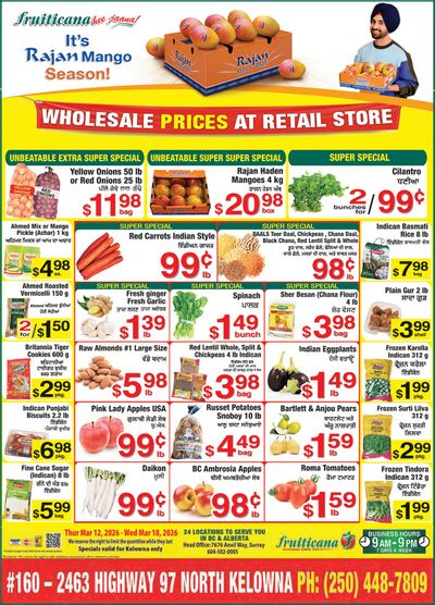 Fruiticana (Kelowna) Flyer March 12 to 18