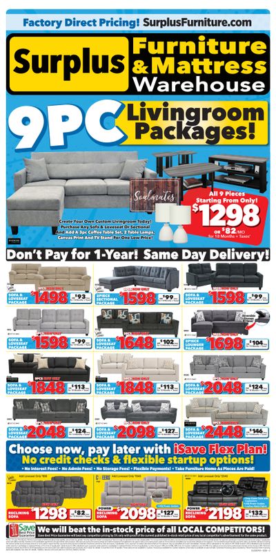Surplus Furniture & Mattress Warehouse (St. John's, Corner Brook, Grand Falls Windsor) Flyer March 16 to April 5