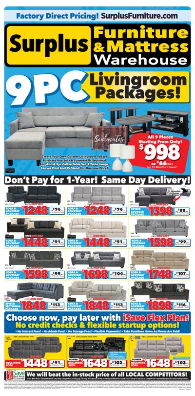 Surplus Furniture & Mattress Warehouse (S. ON) Flyer March 16 to April 5
