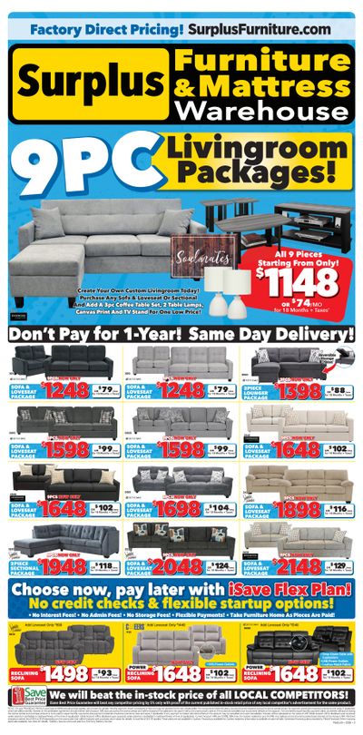 Surplus Furniture & Mattress Warehouse (Medicine Hat, Lethbridge) Flyer March 16 to April 5