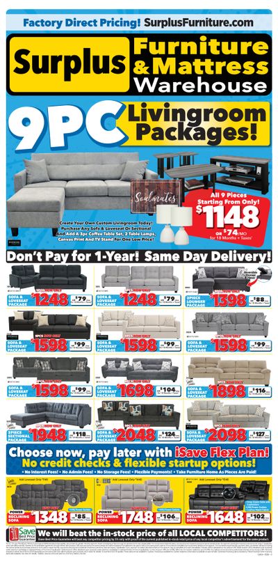 Surplus Furniture & Mattress Warehouse (Calgary, Edmonton) Flyer March 16 to April 5