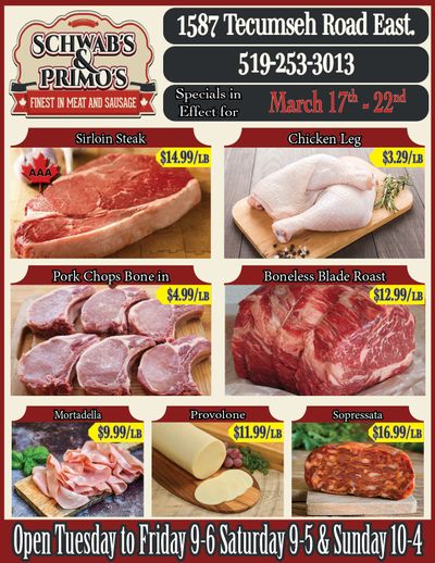Schwab's & Primo's Flyer March 17 to 22
