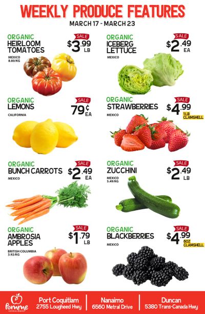 Pomme Natural Market Weekly Produce Flyer March 17 to 23