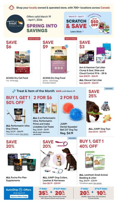 Tisol Pet Nutrition & Supply Stores Flyer March 19 to April 1