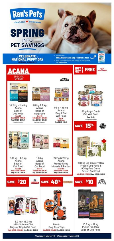 Ren's Pets Flyer March 19 to 25