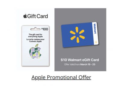 Walmart Canada: Get a Bonus $10 Walmart eGift Card When You Purchase A $100 Apple Gift Card