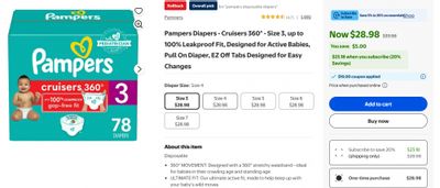 Walmart.ca: Save $10 on Pampers 360 Crusiers or Swaddlers + 20% off with Subscribe & Save
