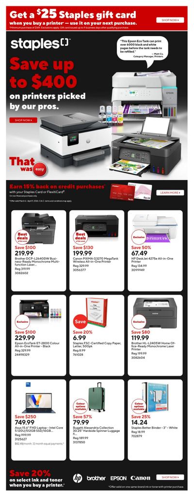 Staples Flyer March 20 to 26