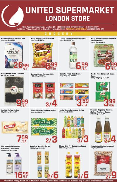 United Supermarket (London) Flyer March 20 to 26