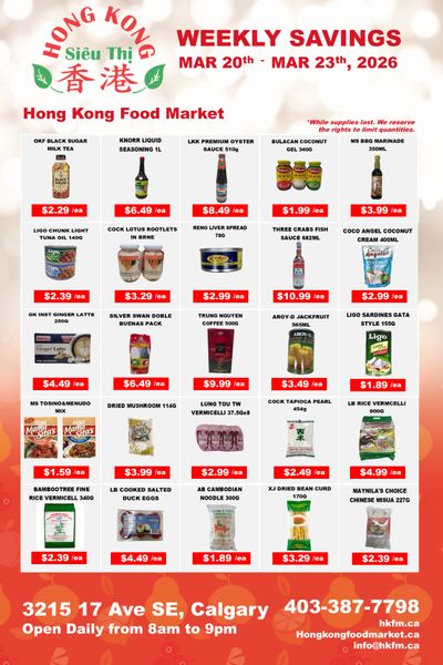 Hong Kong Food Market Flyer March 20 to 23