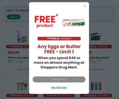 Shoppers Drug Mart Canada Loadable Offers: Free Eggs When You Spend $40 + More