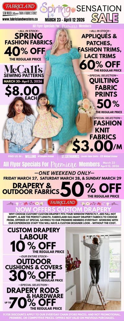 Fabricland (St. Catharines, Welland) Flyer March 23 to April 12