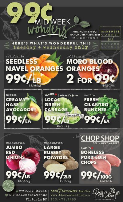 The Root Cellar Mid-Week Flyer March 24 and 25