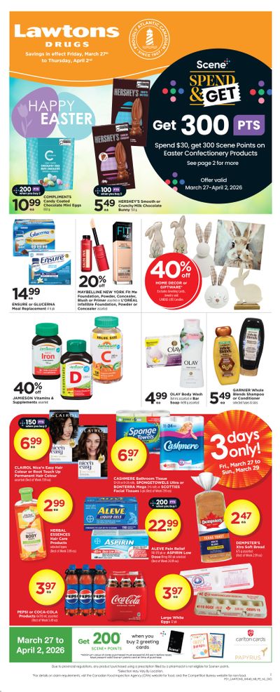 Lawtons Drugs (NB, NL, PI) Flyer March 27 to April 2