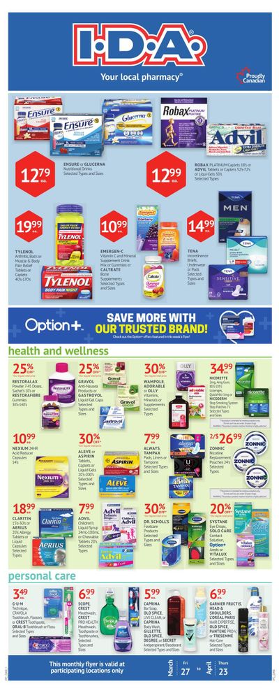 I.D.A. Pharmacy Monthly Flyer March 27 to April 23