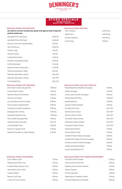 Denninger's Weekly Specials March 25 to 31