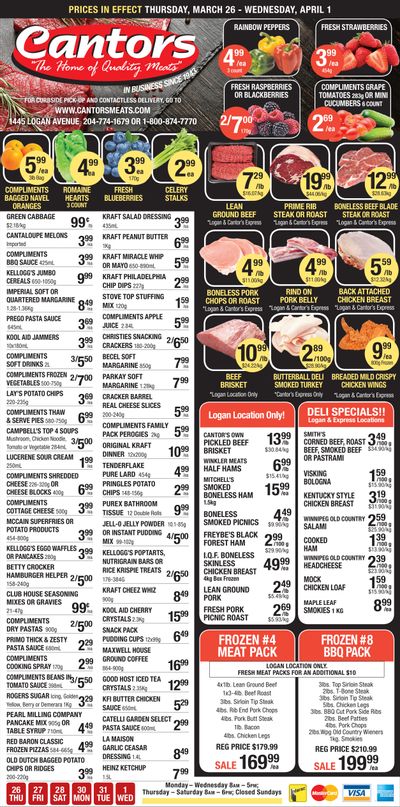 Cantor's Meats Flyer March 26 to April 1