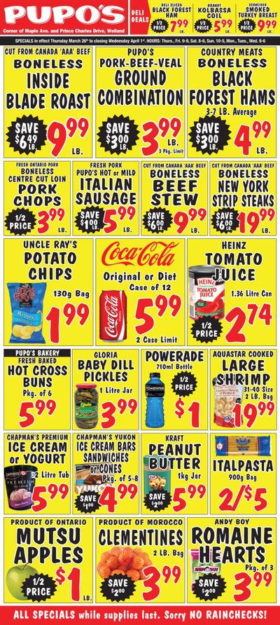 Pupo's Food Market Flyer March 26 to April 1