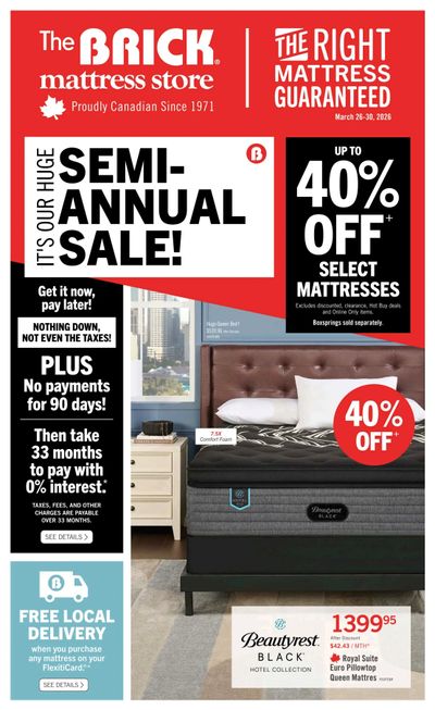 The Brick Mattress Store Flyer March 26 to 30