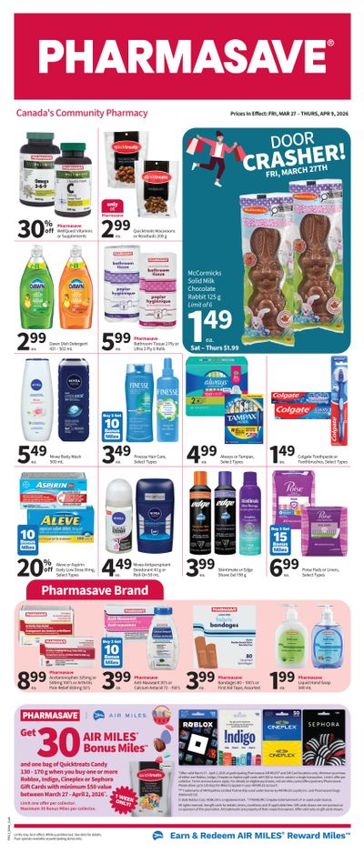 Pharmasave (ON & West) Flyer March 27 to April 9