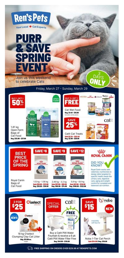 Ren's Pets Flyer March 27 to 29
