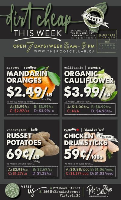 The Root Cellar Flyer March 26 to April 1