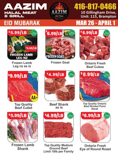 Aazim Halal Meat & Grill Flyer March 26 to April 1