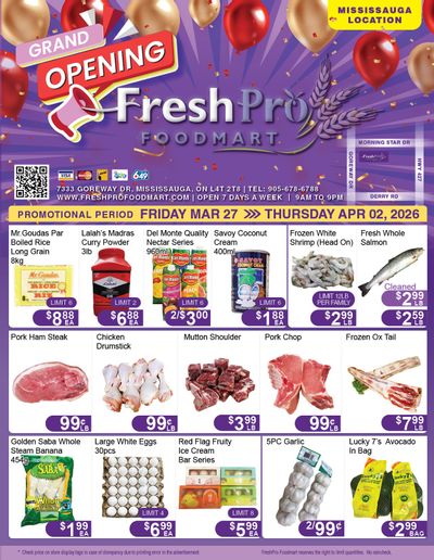 FreshPro Foodmart (Mississauga) Flyer March 27 to April 2