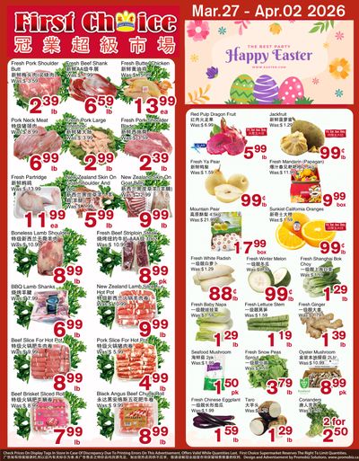First Choice Supermarket Flyer March 27 to April 2